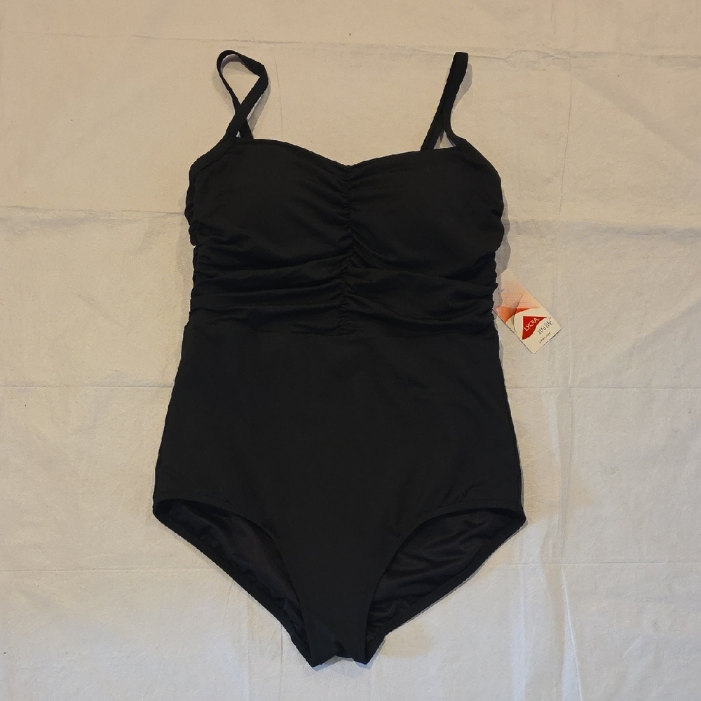 Land's End‎ NWT Women's Sweetheart Neckline One Piece Swimsuit Black 12 Long